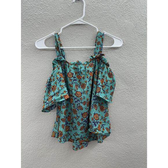 Primark Womens Blouse Size 8 Blue Floral Cold Shoulder Short Sleeve - Picture 10 of 14